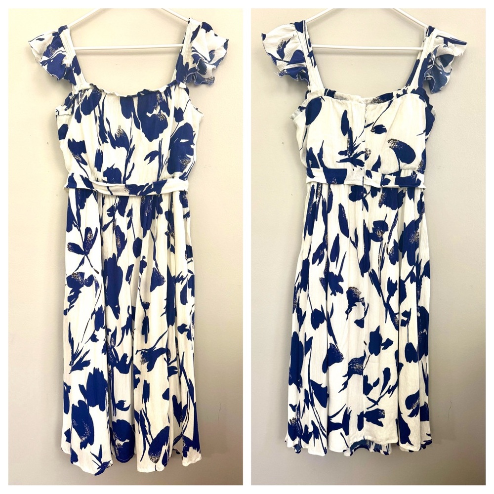 Jason Wu Collective Midi Blue Floral Dress Size 8